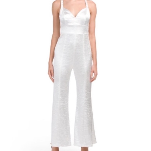 NWT Vintage Free People White Satin Silver Crush Jumpsuit size 6 - Picture 2 of 8
